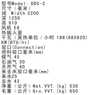 雙頭大炒爐(燃氣)參數(shù)